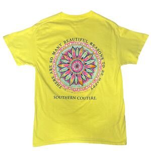 Southern Couture Floral Yellow T-shirt Size Medium
